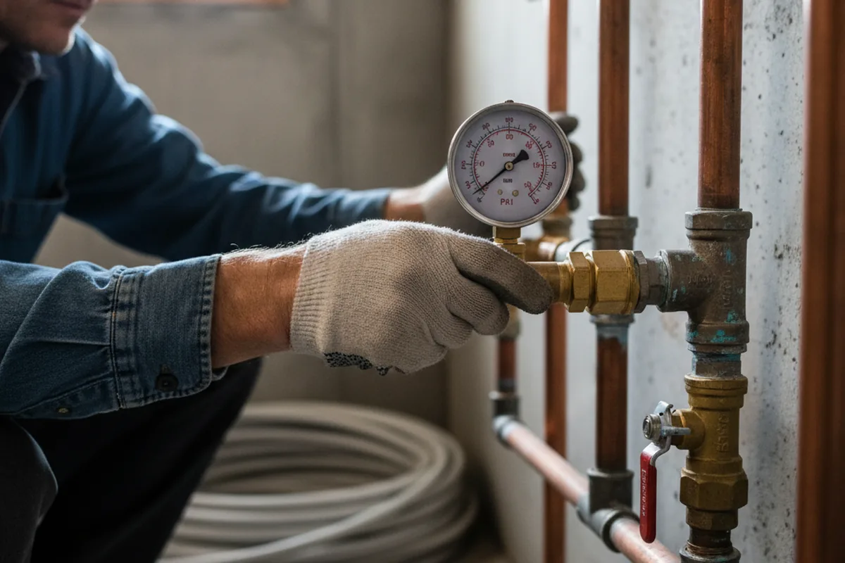 Pressure testing a repaired line during Water Line Repair in Conception Junction